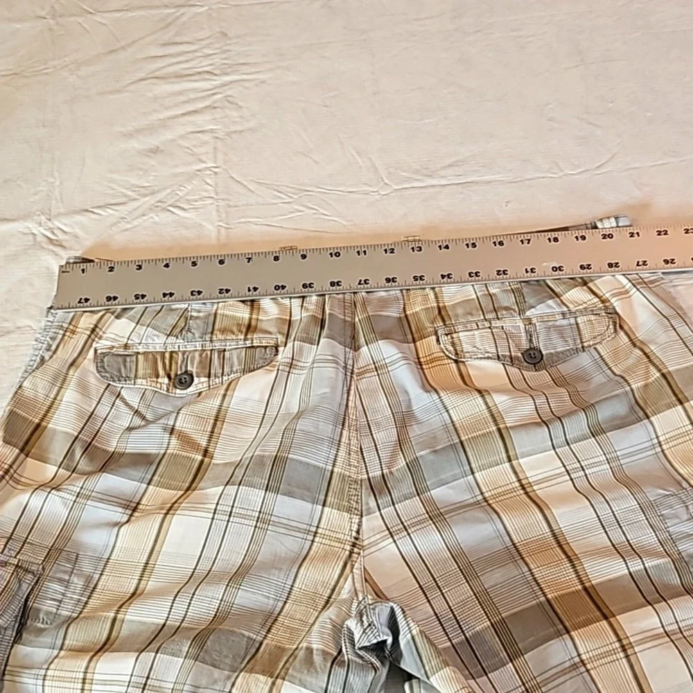 Dockers Plaid Cargo Shorts Grey Tan & White Size‎ 42